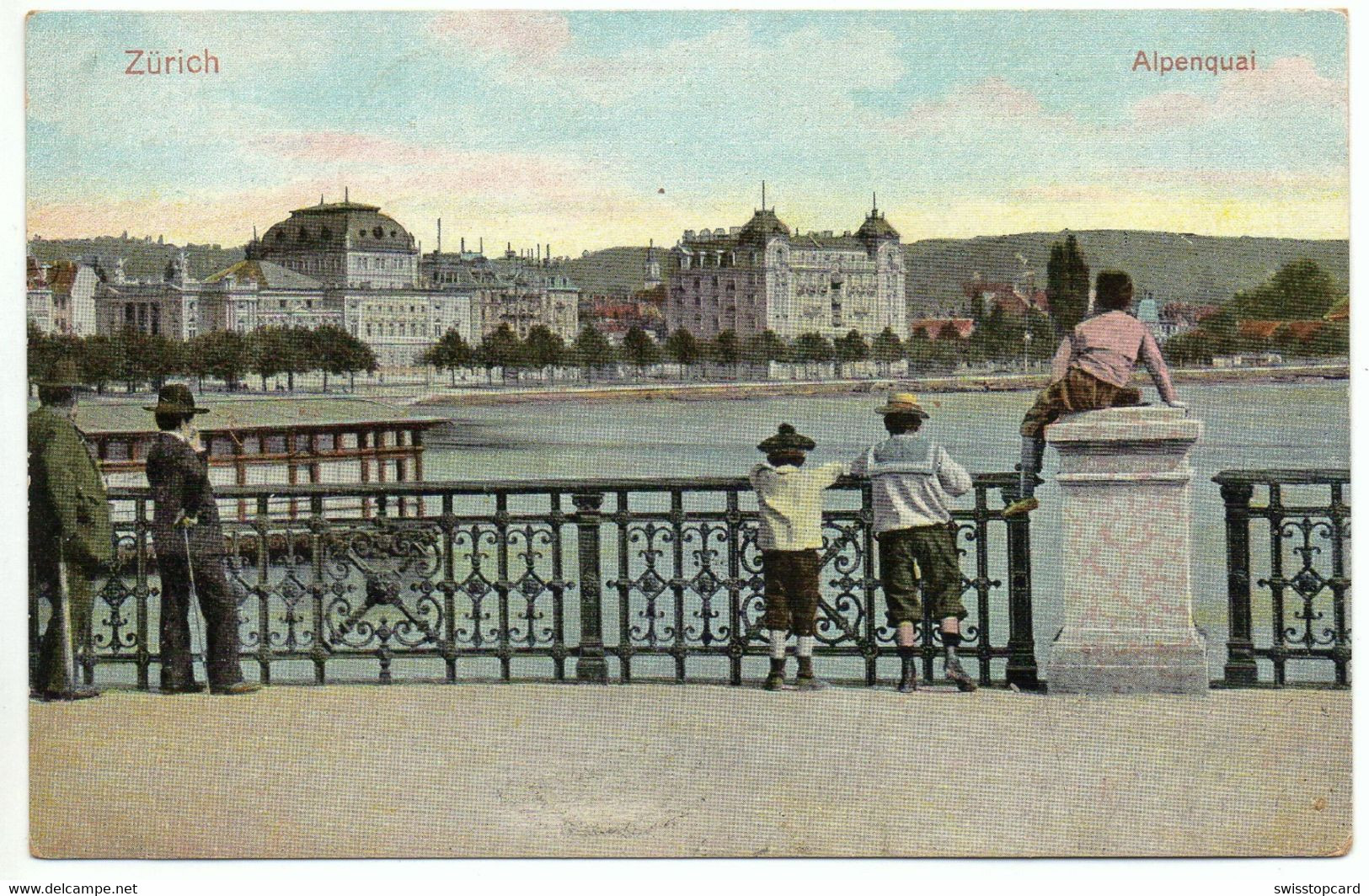ZÜRICH Alpenquai Männer Kinder Gel. 1907 V. Männedorf N. Wynau - Männedorf