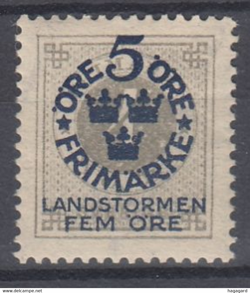 ++M1571. Sweden 1916. Landstorm. AFA 79. Michel 88. MH(*)  Hinged - Unused Stamps