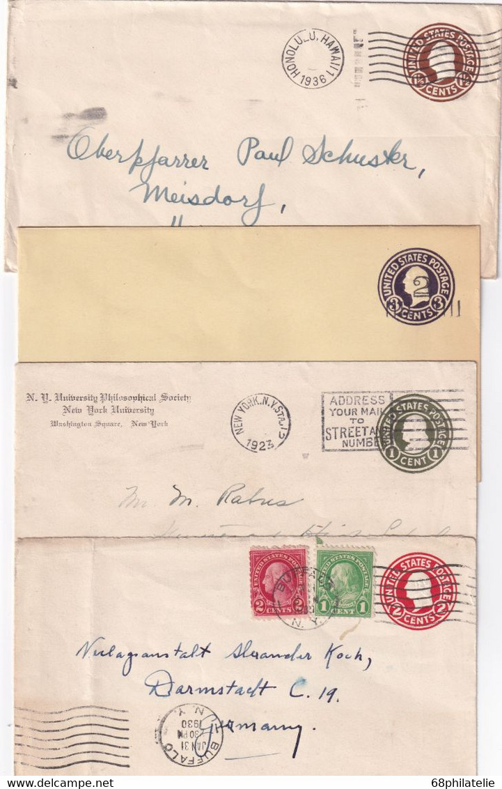 USA  ENTIER POSTAL/GANZSACHE/POSTAL STATIONARY  LOT DE 4 LETTRES - 1921-40