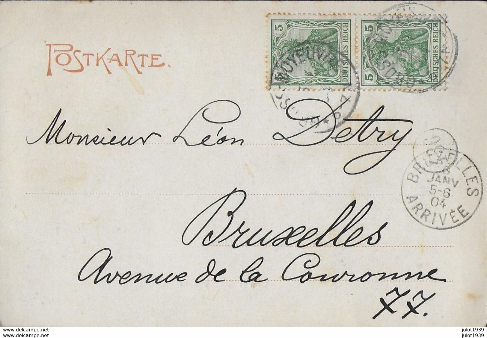CB    CHATEL SAINT GERMAIN ..-- 1904 De MOYEUVRE Vers BRUXELLES ( Mr Léon DETRY ) . Voir Verso . - Metz