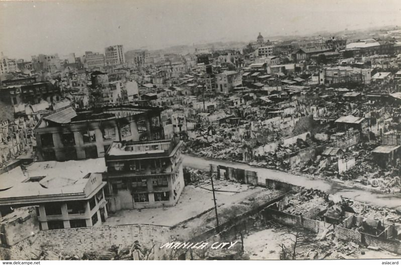 Real Photo Manila City Ruined  After Bombing WWII - Philippines