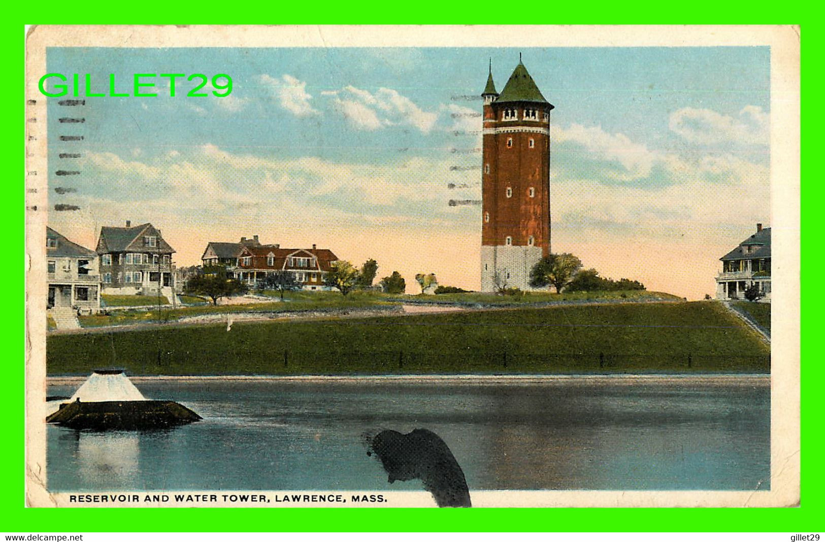 LAWRENCE , MA - RESERVOIR AND WATER TOWER - TRAVEL IN 1920 -  PUB BY H.A. DICKERMAN & SON - - Lawrence