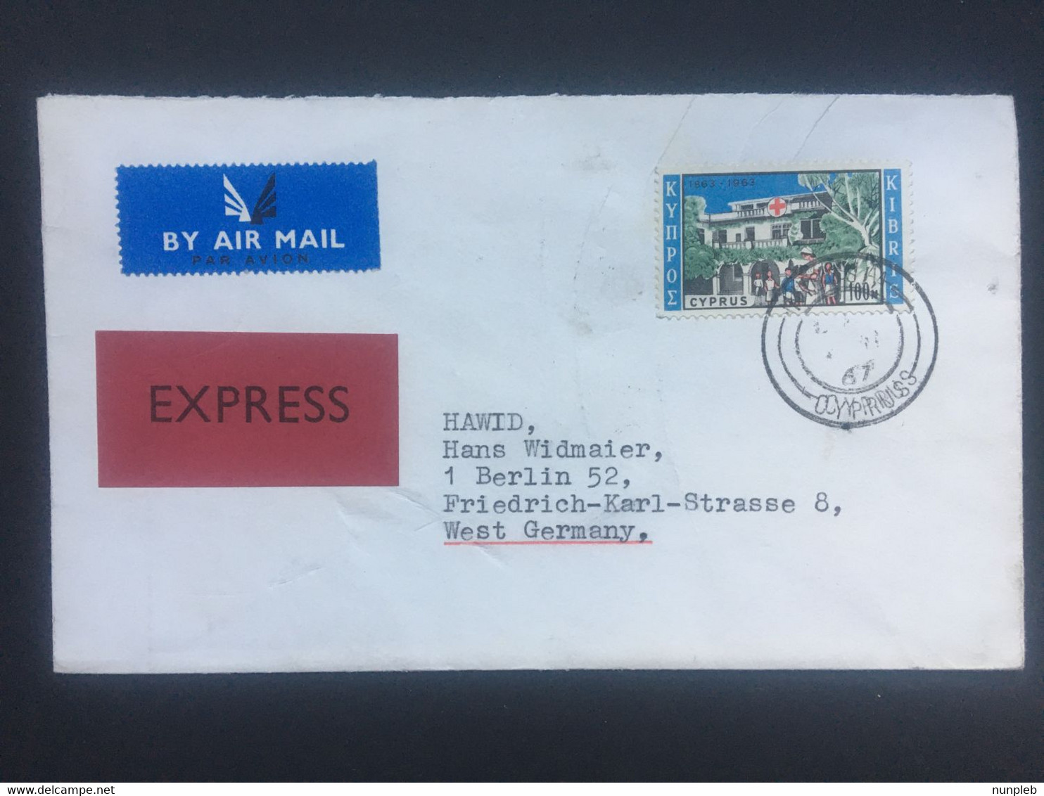 CYPRUS 1967 Air Mail Express Cover To Berlin - Frankfurt Flughafen Postmark To Rear - Brieven En Documenten