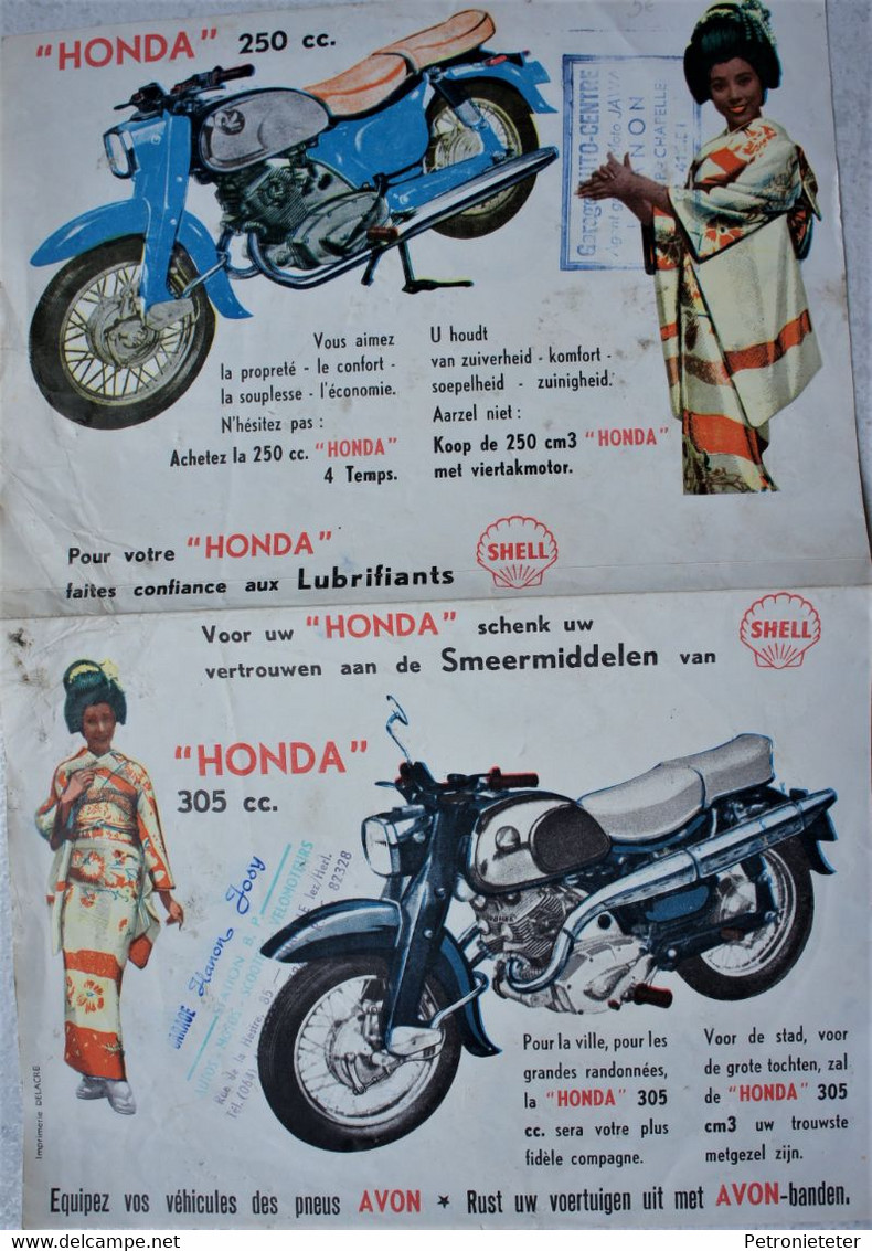 Publicité MOTO Motorcycle HONDA 250 Cc Cachet Garage Chapelle Lez Herlaimont - Otros & Sin Clasificación