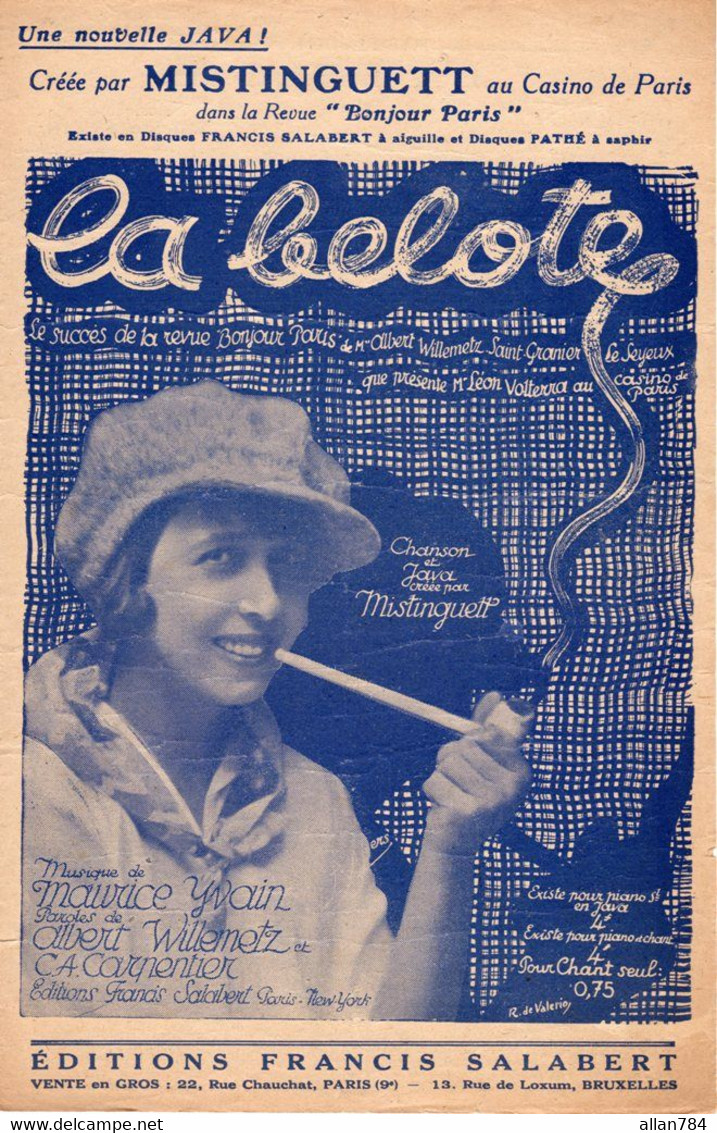 MISTINGUETT - LA BELOTE - REVUE BONJOUR PARIS AU CASINO DE PARIS - 1924 - EXCEPTIONNEL ETAT - - Compositori Di Commedie Musicali