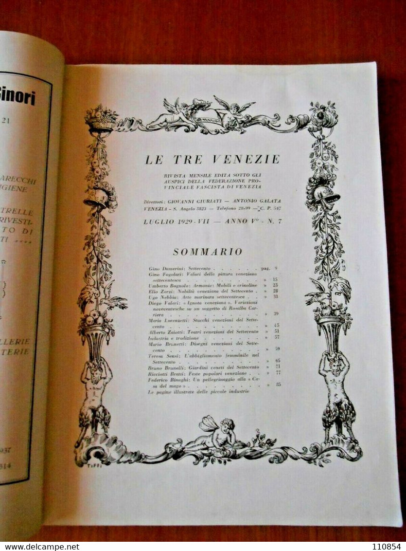 Rivista Fascista - Le Tre Venezie, Rivista Mensile Diretta Da G.Giuriati E A.Galata -Venezia 1929 - Art, Design, Décoration