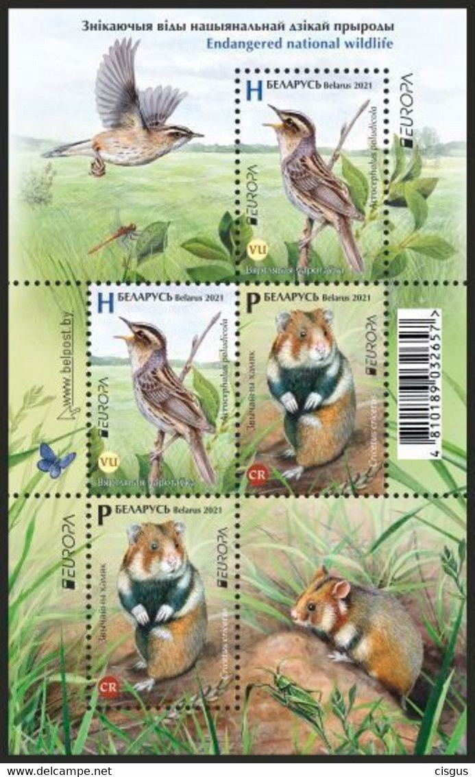 Belarus Weissrussland  MNH ** 2021  Europe 2021 Endangered National Wildlife Block - Belarus