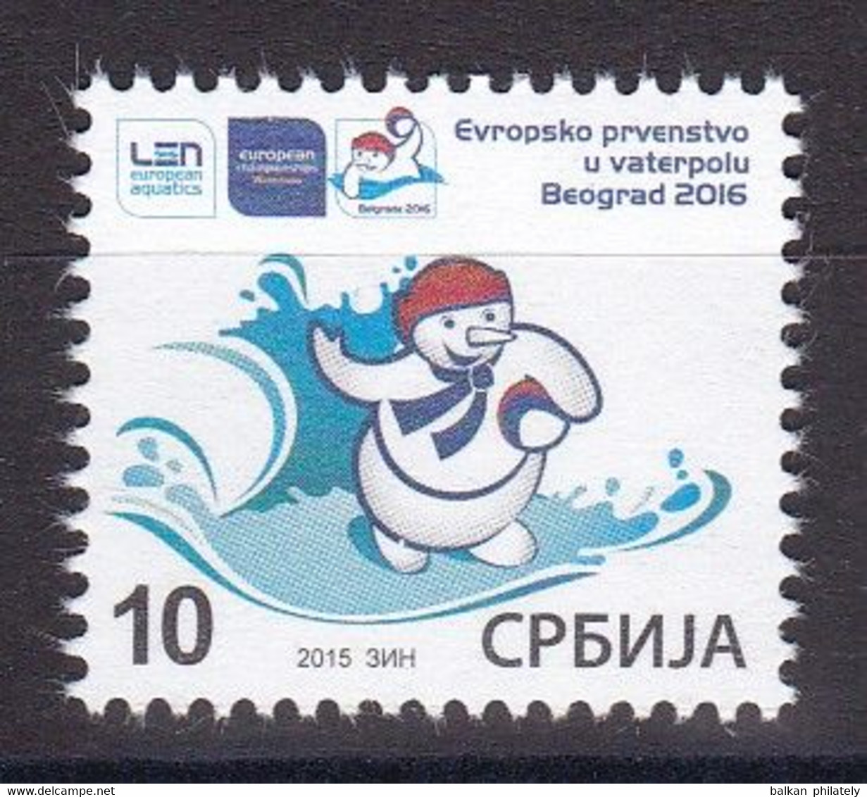 Serbia 2015 Europa Water Polo Championship Sports Mascot Snowman Tax Charity Surcharge MNH - Water Polo