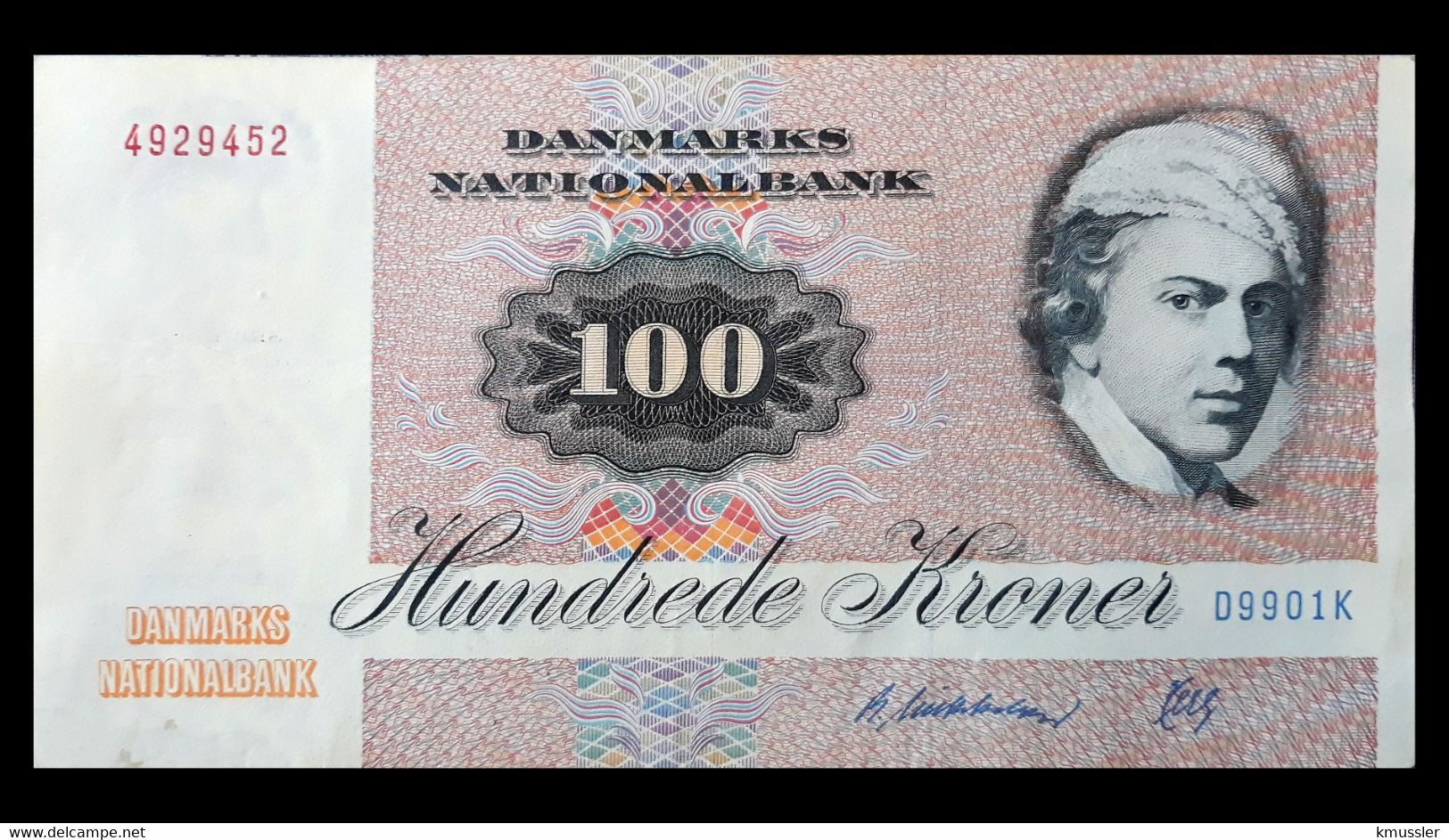# # # Seltene Banknote Dänemark (Denmark) 100 Kroner, 1972 Prefix „D“ # # # - Denemarken