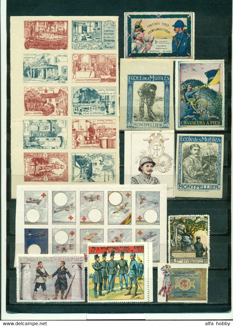 France, Italy, Europe Over 170 OLD No-postage Stamps Military, World War, Regiments Indochine Cochinchine RARE - Military Heritage