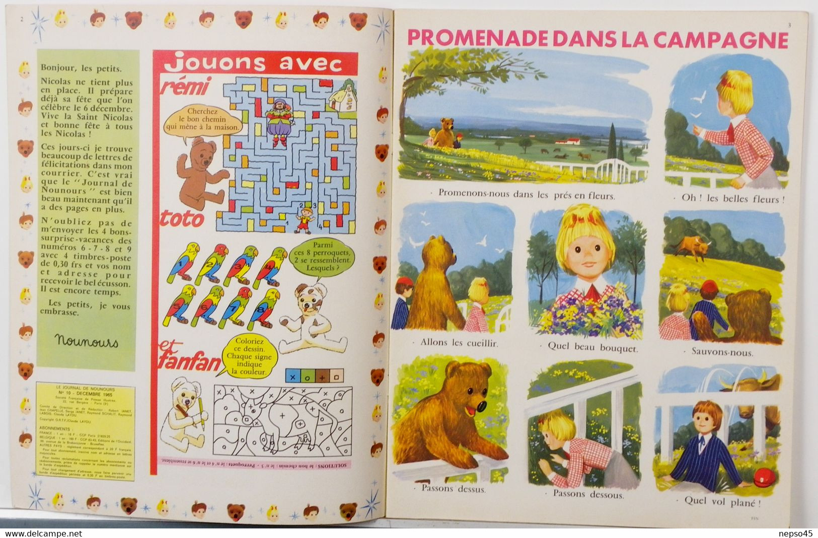 Le Journal De Nounours.bonne Nuit Les Petits.numéro 10 Décembre 1965. - Other & Unclassified