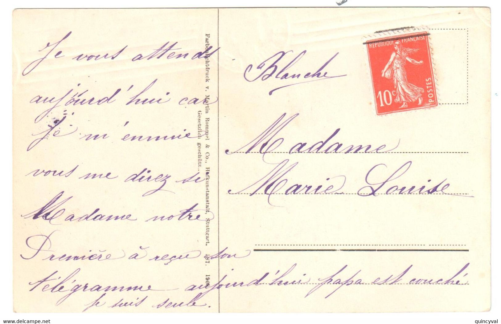 PARIS 1 PL De La Bourse Carte Postale 10c Semeuse Yv 138  Ob Meca Krag 7 Lignes Droites Inégales B001102 EMPREINTE A SEC - Mechanische Stempels (varia)