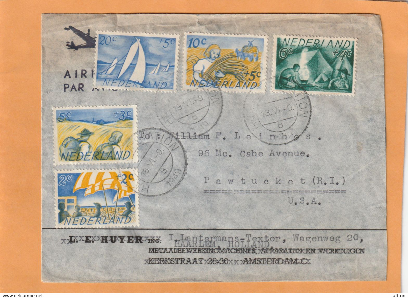 Netherlands 1949 Cover Mailed To USA Nice Usage - Otros & Sin Clasificación