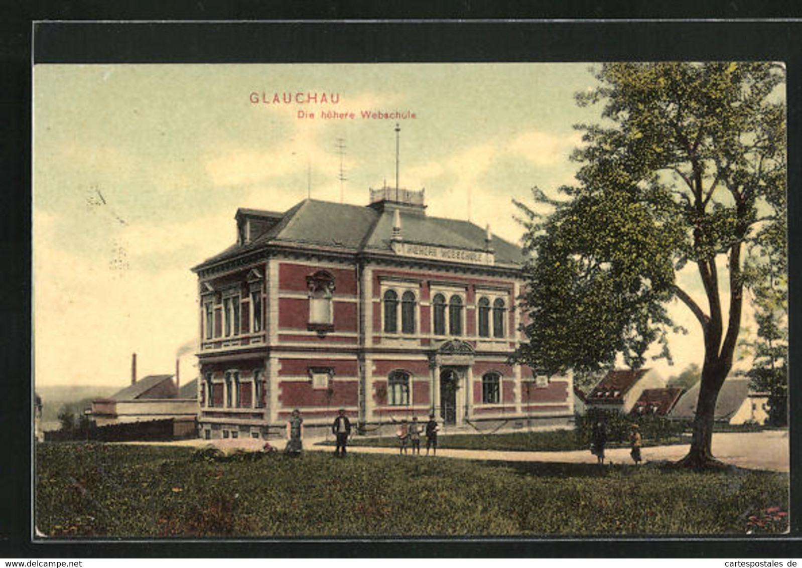 AK Glauchau, Blick Auf Die Höhere Webschule - Glauchau