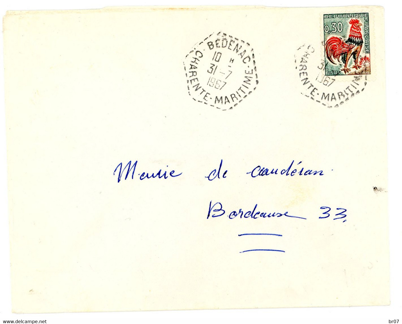 CHARENTE MARITIME ENV 1967 BEDENAC AGENCE POSTALE - 1961-....