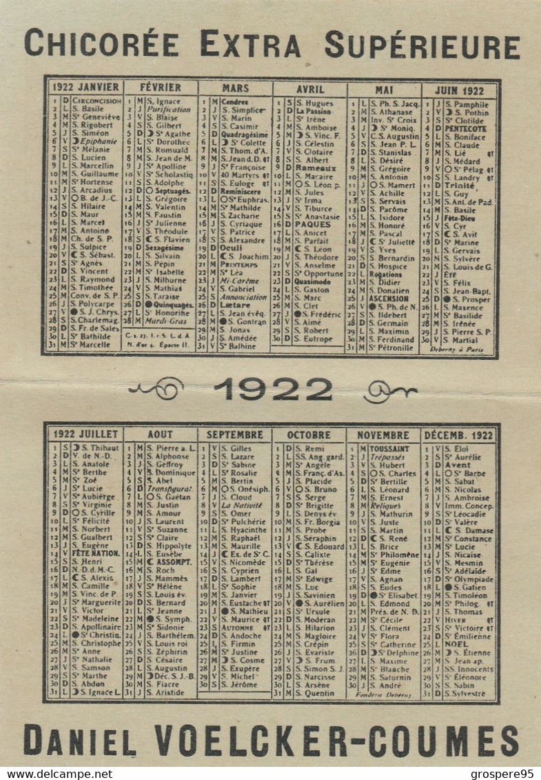 BAYON FABRIQUE DE CHICOREE DANIEL VOELCKER COUMES PRECEDEMMENT A BENFELD ALSACE 1922 Rare - Advertising