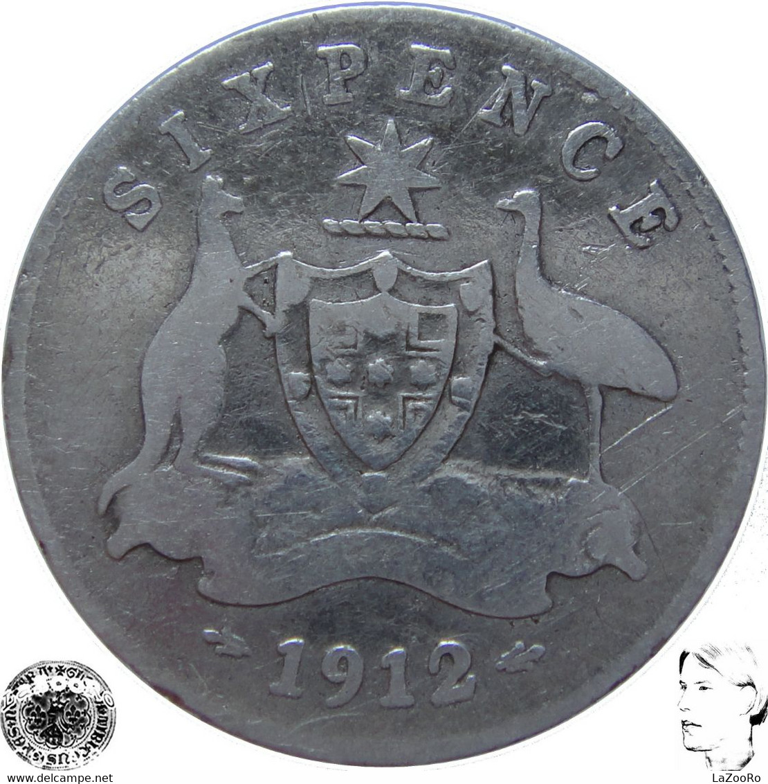 LaZooRo: Australia 6 Pence 1912 VF - Silver - Sixpence