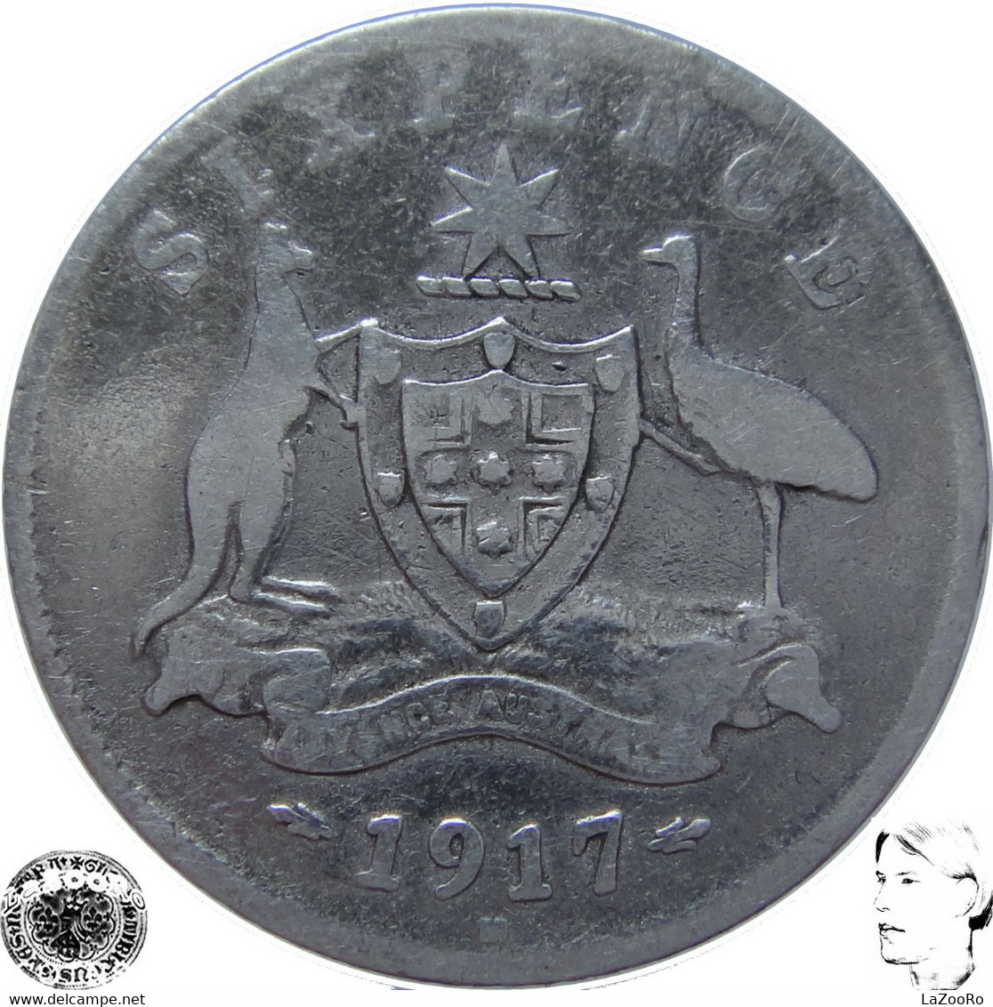 LaZooRo: Australia 6 Pence 1917 VF - Silver - Sixpence