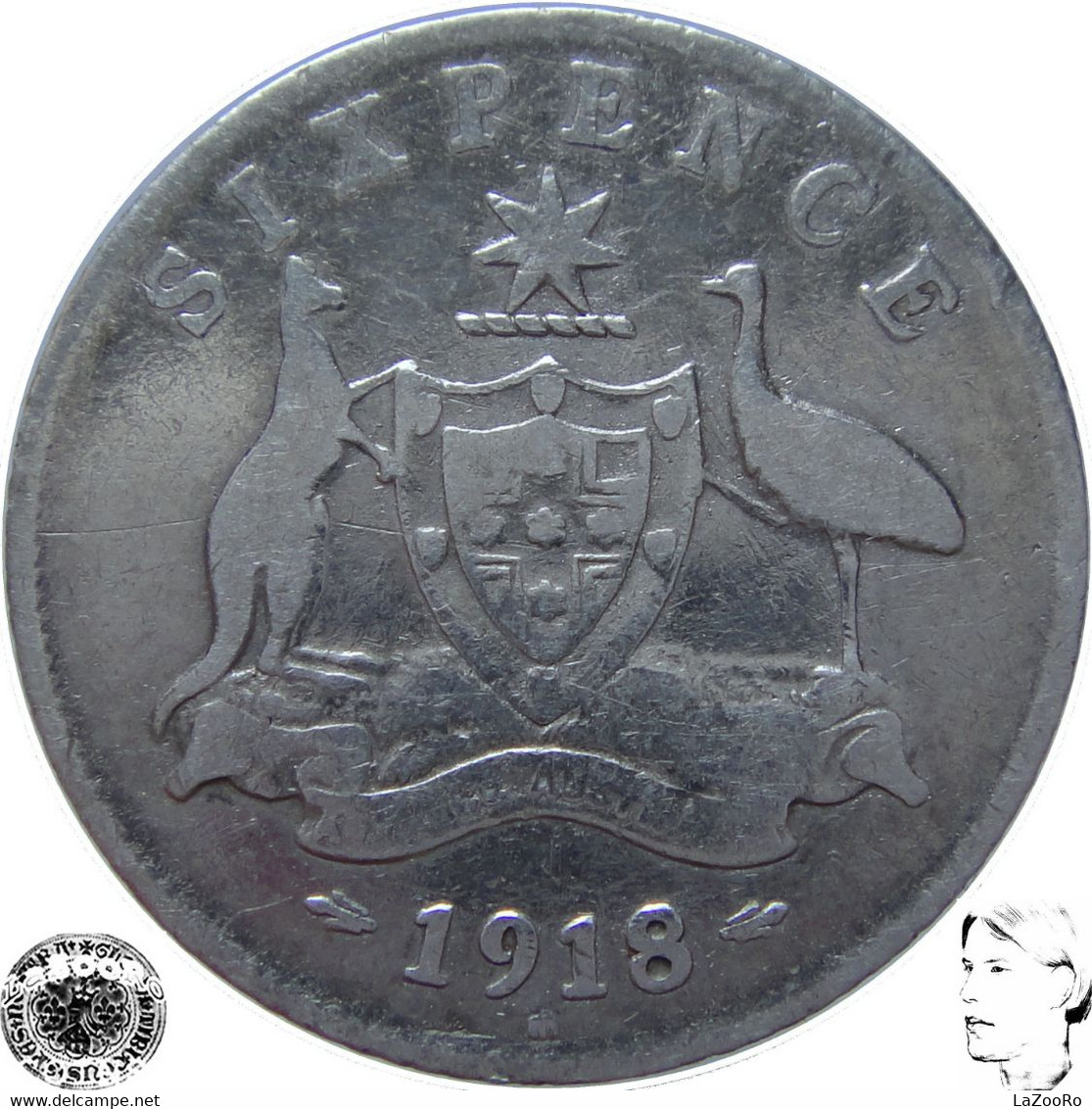 LaZooRo: Australia 6 Pence 1918 VF - Silver - Sixpence