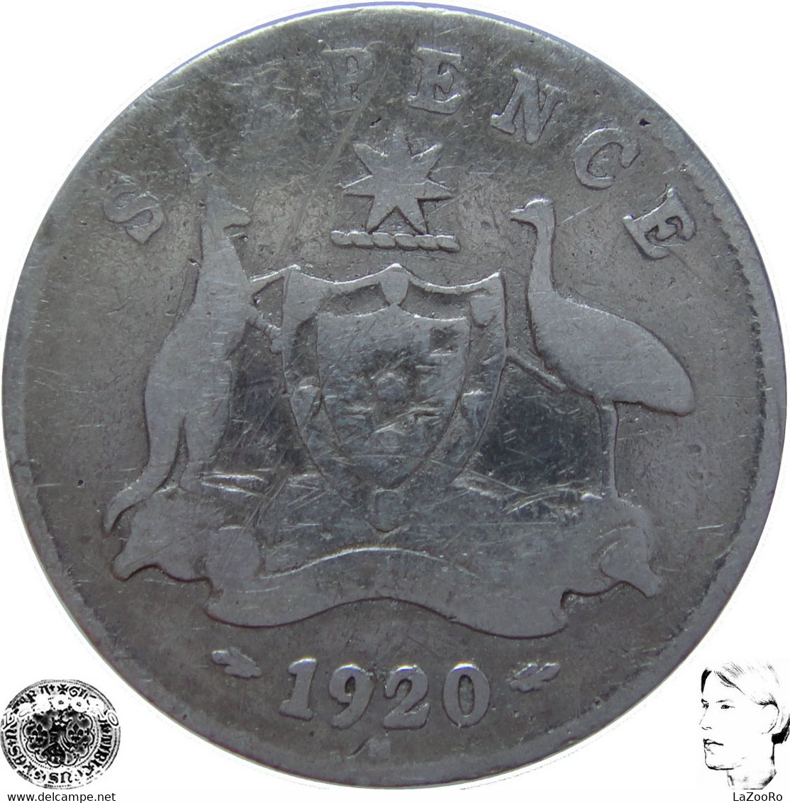 LaZooRo: Australia 6 Pence 1920 F - Silver - Sixpence