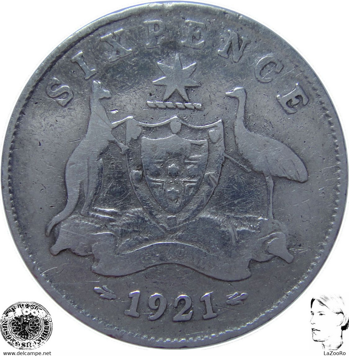 LaZooRo: Australia 6 Pence 1921 VF - Silver - Sixpence