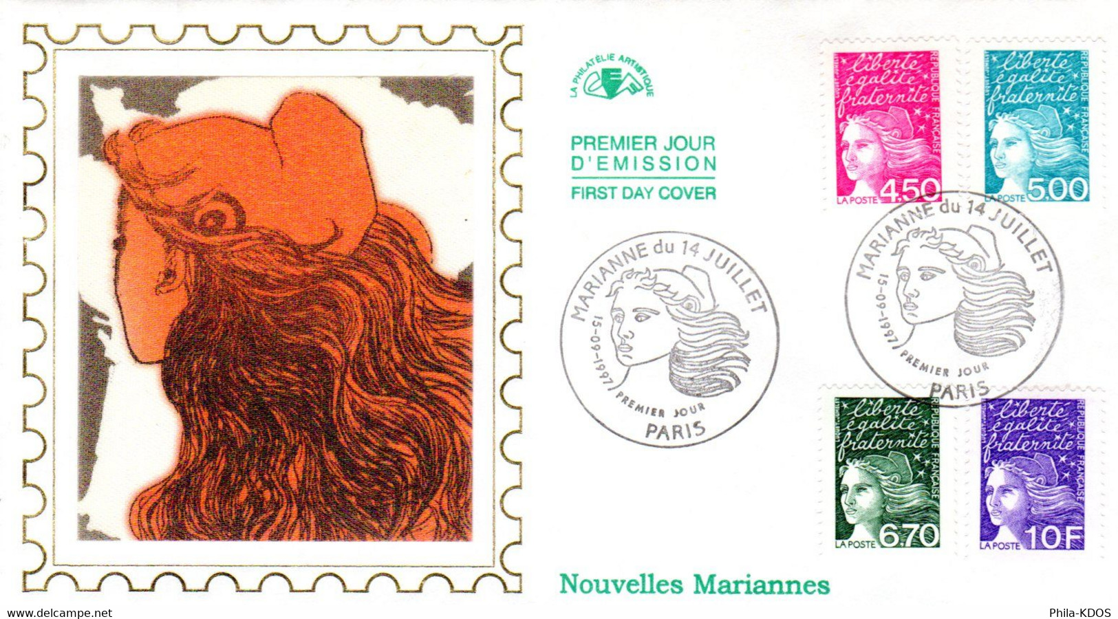 " MARIANNE DU 14 JUILLET / DE LUQUET " Sur 3 Enveloppes 1er Jour Sur Soie De 1997. N° YT 3086 à 3097  Parfait état. FDC - 1997-2004 Marianne Du 14 Juillet