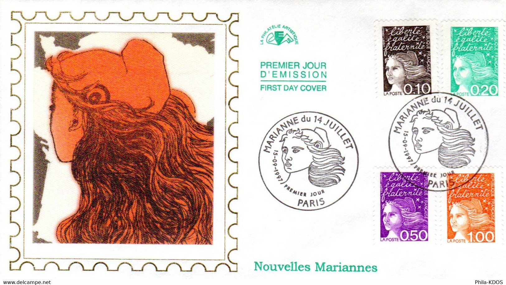 " MARIANNE DU 14 JUILLET / DE LUQUET " Sur 3 Enveloppes 1er Jour Sur Soie De 1997. N° YT 3086 à 3097  Parfait état. FDC - 1997-2004 Marianne Van De 14de Juli