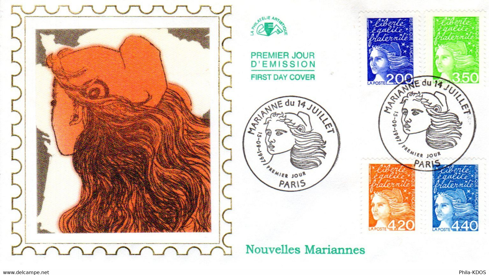 " MARIANNE DU 14 JUILLET / DE LUQUET " Sur 3 Enveloppes 1er Jour Sur Soie De 1997. N° YT 3086 à 3097  Parfait état. FDC - 1997-2004 Marianne Of July 14th