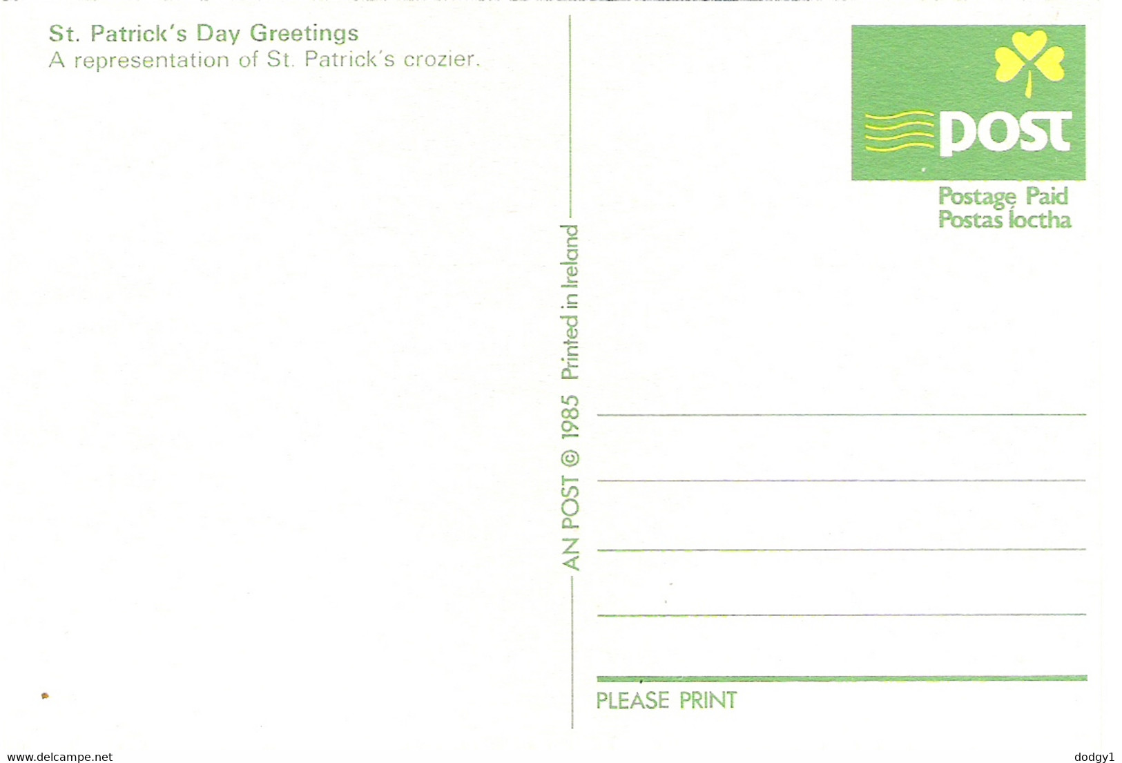 ST. PATRICKS DAY GREETING, IRELAND. UNUSED POSTCARD As8 - Saint-Patrick's Day