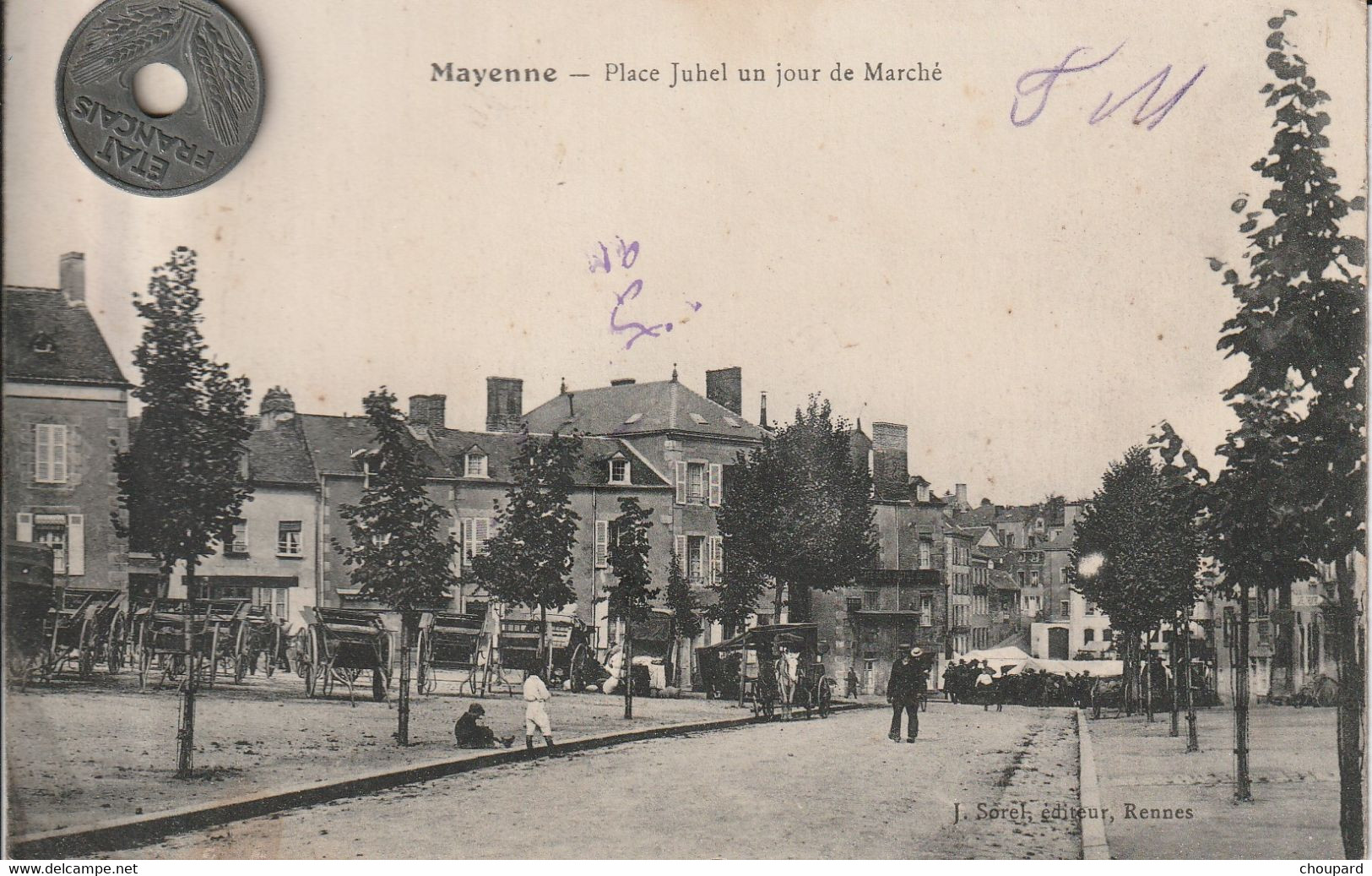 53 - Très Belle Carte Postale Ancienne De   MAYENNE  Place Juhel Un Jour De Marché - Mayenne