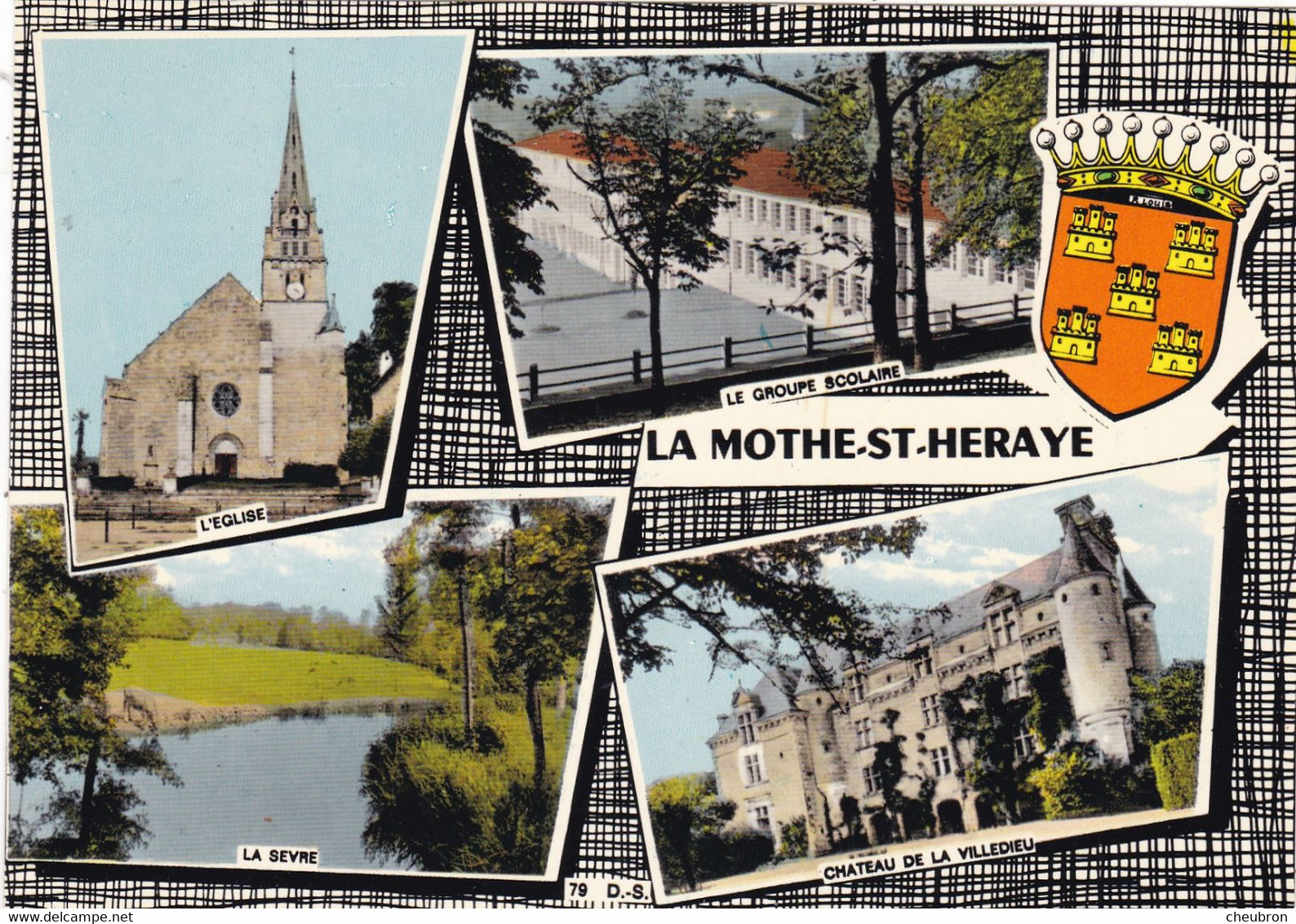 79. LA MOTHE SAINT HERAY. CPSM. MULTIVUES. L'EGLISE. GROUPE SCOLAIRE. CHATEAU DE VILLEDIEU. LA SEVRE - La Mothe Saint Heray