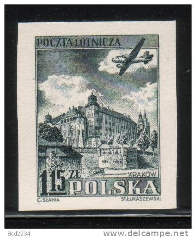 POLAND SLANIA RARE 1954 AIRMAIL PLANE & CASTLE BLACK PROOF Airplanes Architecture - Essais & Réimpressions