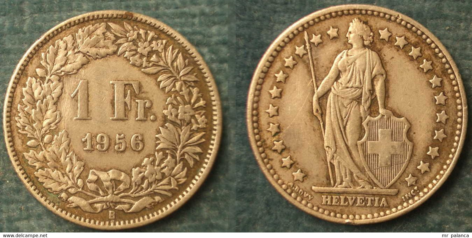 M_p> Svizzera 1 Franco 1956 In Argento, 5,0 Grammi Titolo 835/oo - 1 Franken