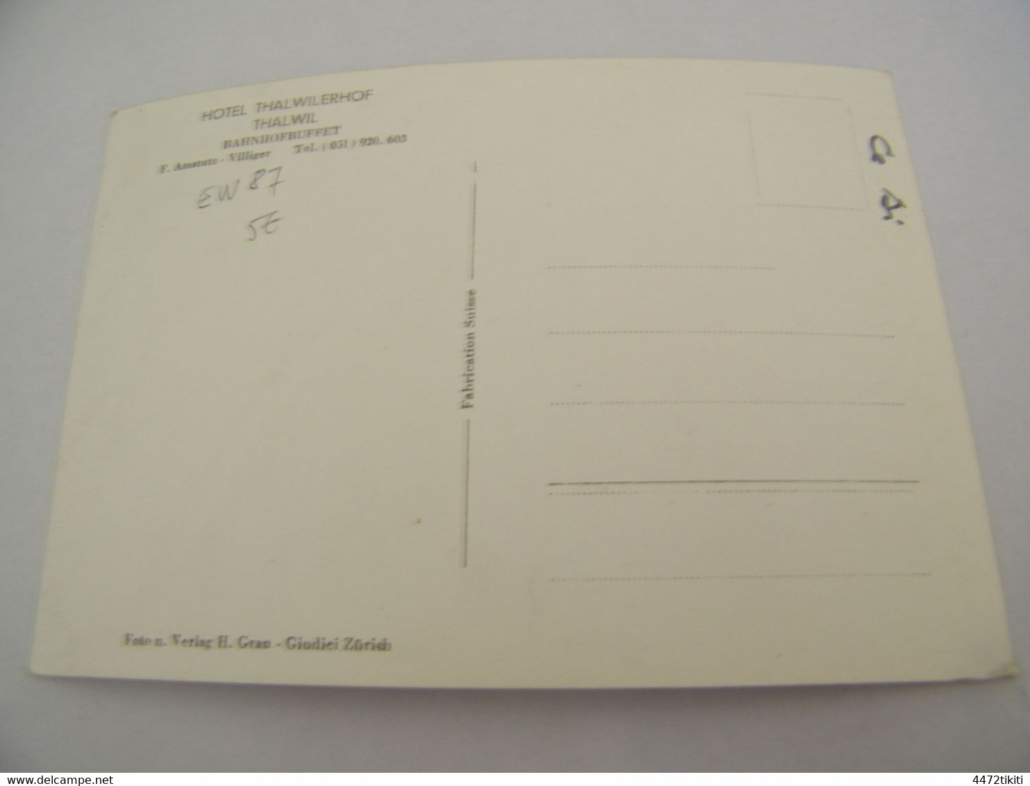 CPA - Grand Format - Suisse - Thalwil - Hotel Thalwilerhof - Bahnhofbuffet - F.Amstutz Villiger- 1940 - SUP (EW 87) - Thalwil