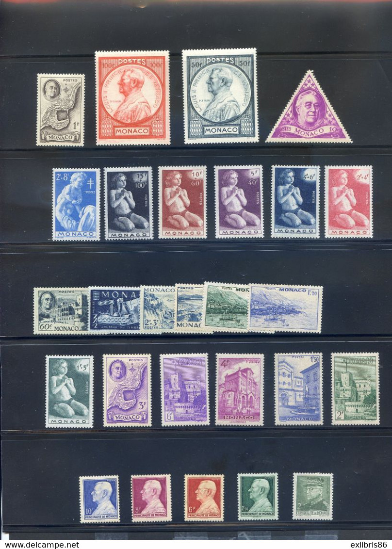 TIMBRES MONACO REF060521LI, Timbres Année 1946 Complète, Charnière - Autres & Non Classés