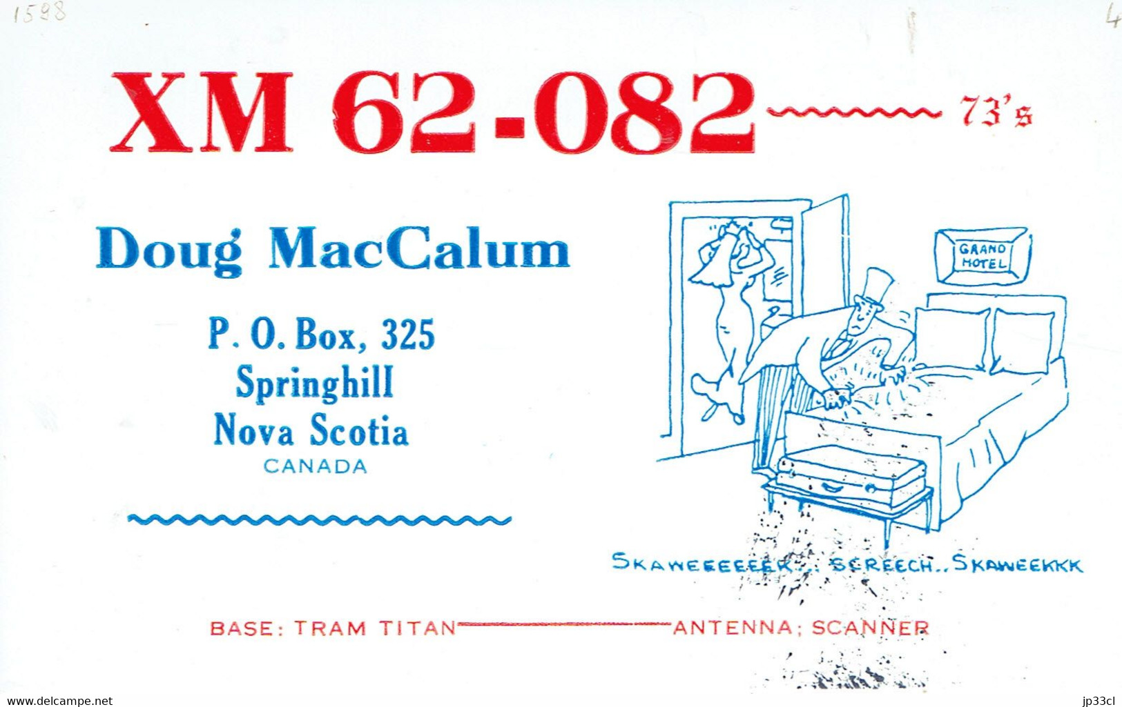 Old QSL From Doug MacCalum (XM 62-082), Springhill, Nova Scotia, Canada (Apr 1969) - CB