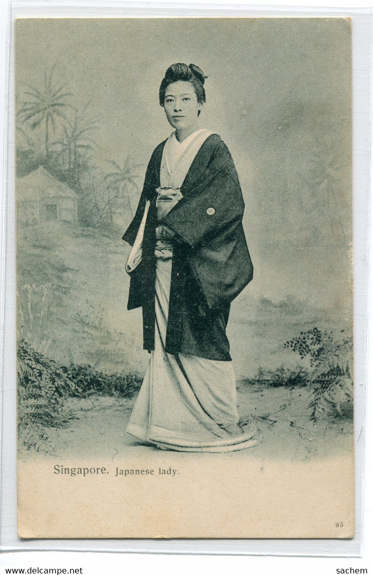 SINGAPOUR SINGAPORE A Japanese Lady Costume Kimono  Timbrée 1906 CACHET Singapore    D24 2018 - Singapore