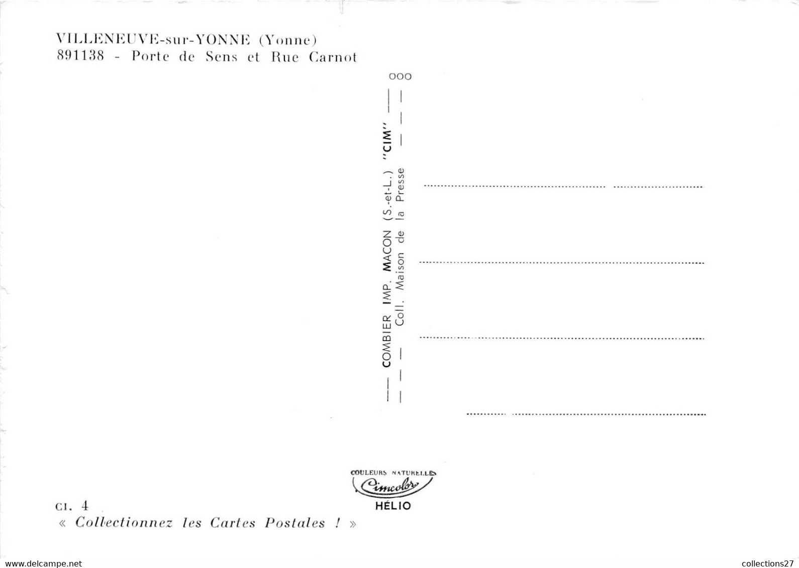 89-VILLENEUVE-SUR-YONNE- PORTE DE SENS ET RUE CARNOT - Villeneuve-sur-Yonne