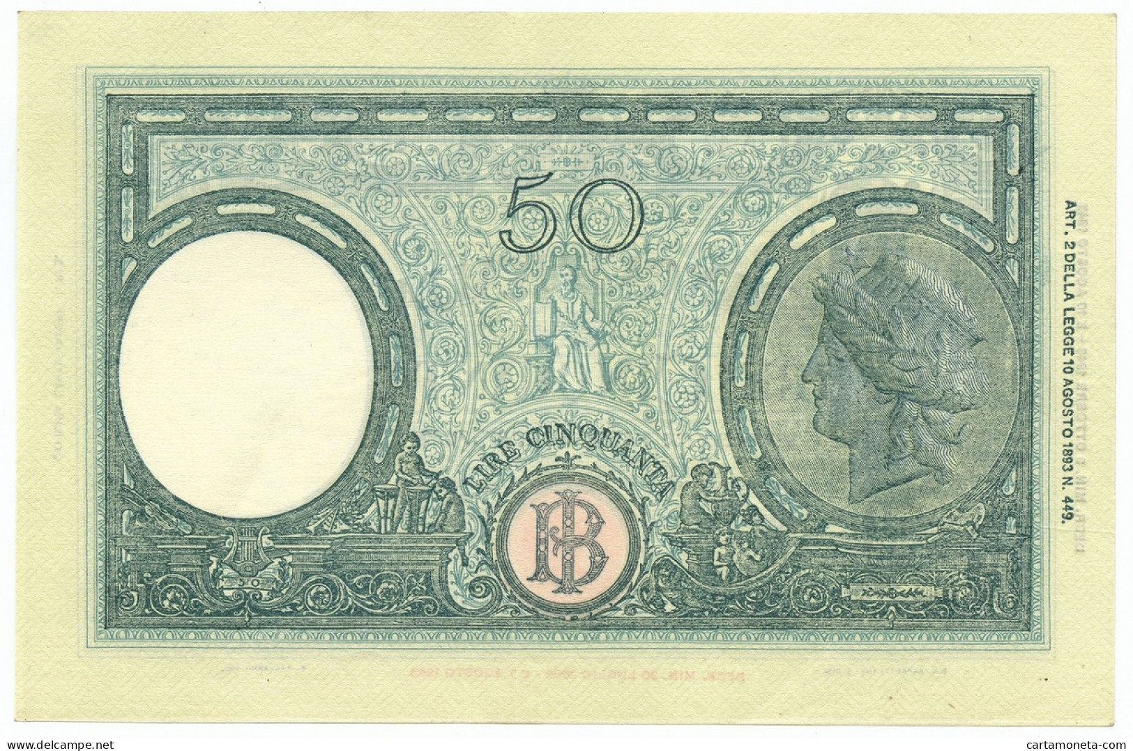 50 LIRE BARBETTI GRANDE L SENZA MATRICE BI RSI 08/10/1943 SUP- - Regno D'Italia – Autres