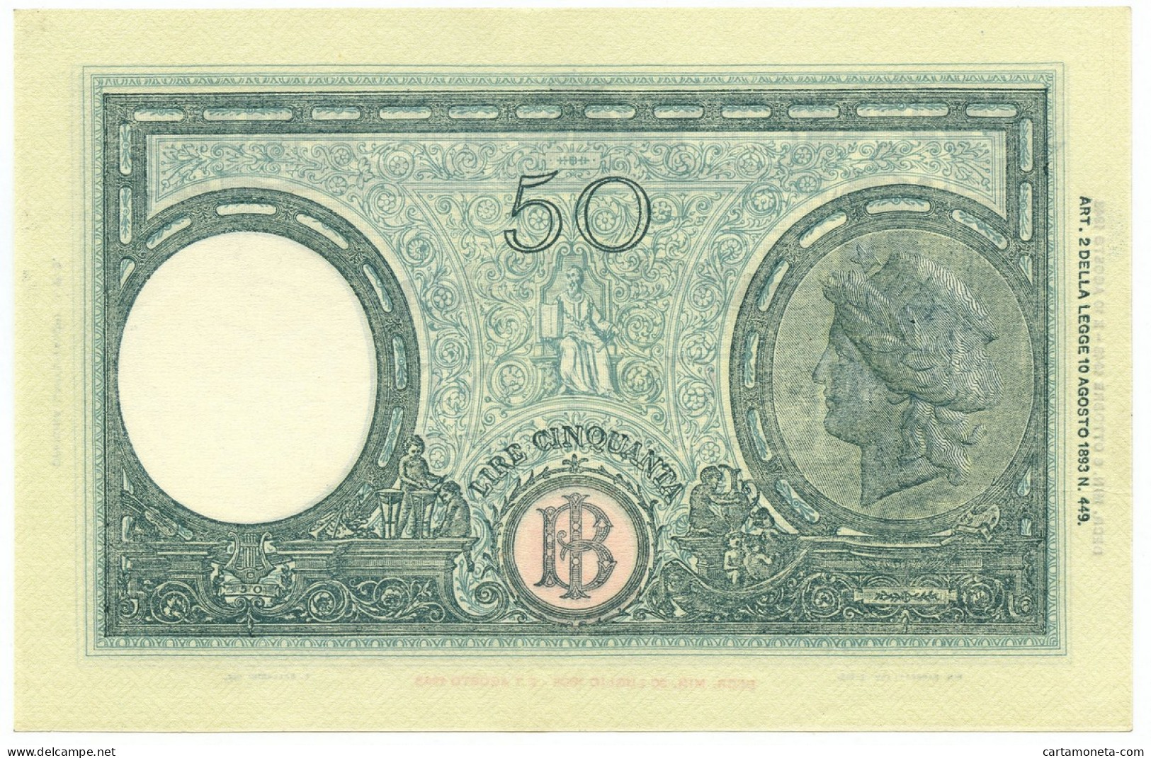 50 LIRE BARBETTI GRANDE L SENZA MATRICE BI RSI 08/10/1943 SUP- - Regno D'Italia – Autres