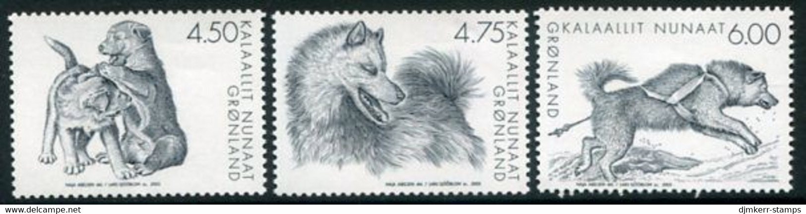 GREENLAND 2003  Greenland Sled Dogs MNH / **.  Michel 393-95 - Unused Stamps