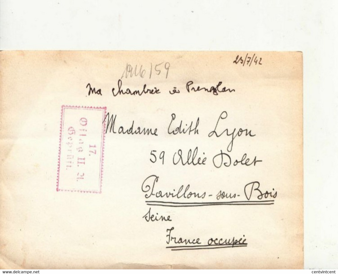 PHOTO 18 CM PAR 13  CAMP DE PRENZLAU PRISONNIER    OFLAG Expediée A  EDITH LYON PAVILLON SOUS BOIS 1942 - Prenzlau