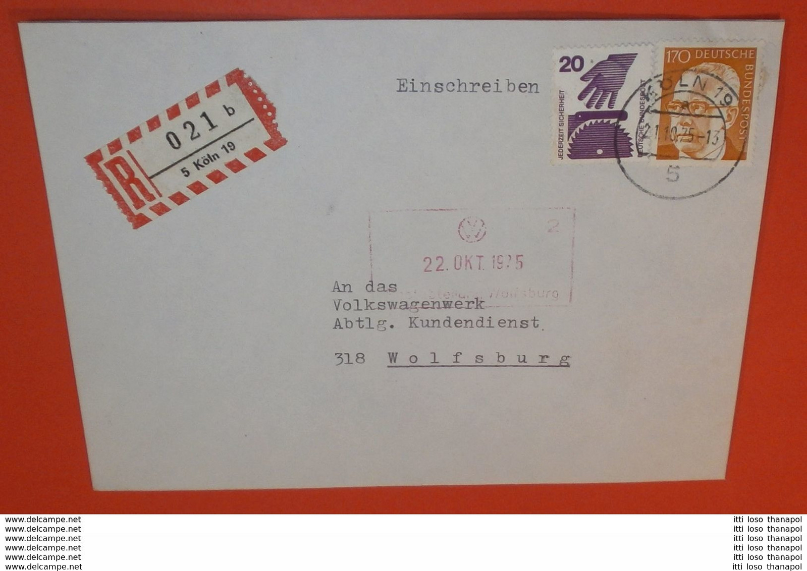 BUND BRD R- Brief Registered Cover 5 Köln 19 --- 21.10.1975  (2 Foto)(38162) - Storia Postale