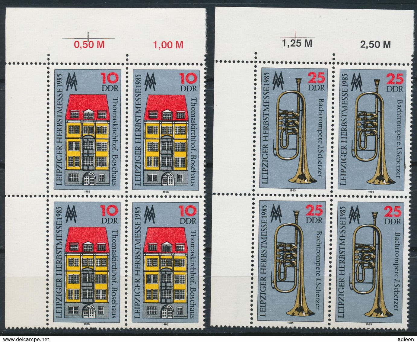 RDA-Foire D'automne 1985 De Leipzig YT 2587-2588** / DDR-Leipziger Herbstmesse Mi.Nr. 2963-2964** Eckrand 4erBlock - Ongebruikt