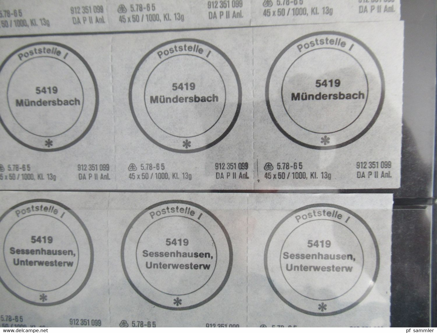 BRD 1970 / 80er Jahre ** Verschluss Zettel in 5er Streifen!! alte 4 Stellige PLZ Rheinland Pfalz insgesamt 40 Stück!