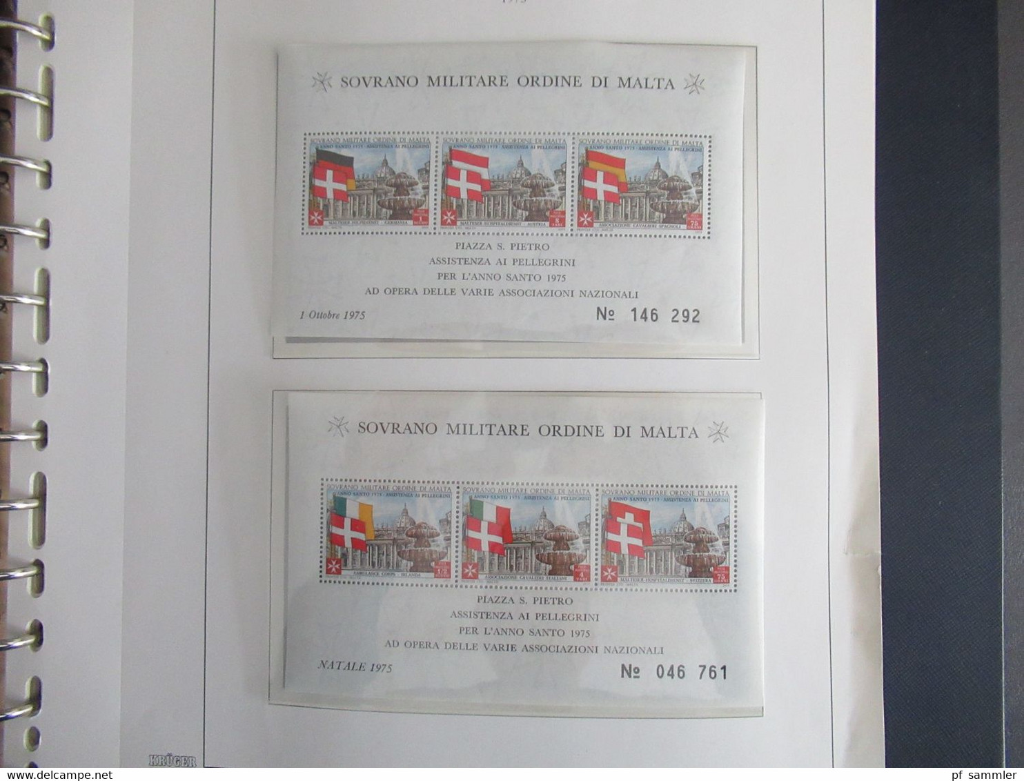 Sammlung Krüger VD Album Der Malteser Orden 1975 - 81 Mit Portomarken Doppelt Geführt Sauber ** Und O. Viele Randstücke - Malta (Orde Van)