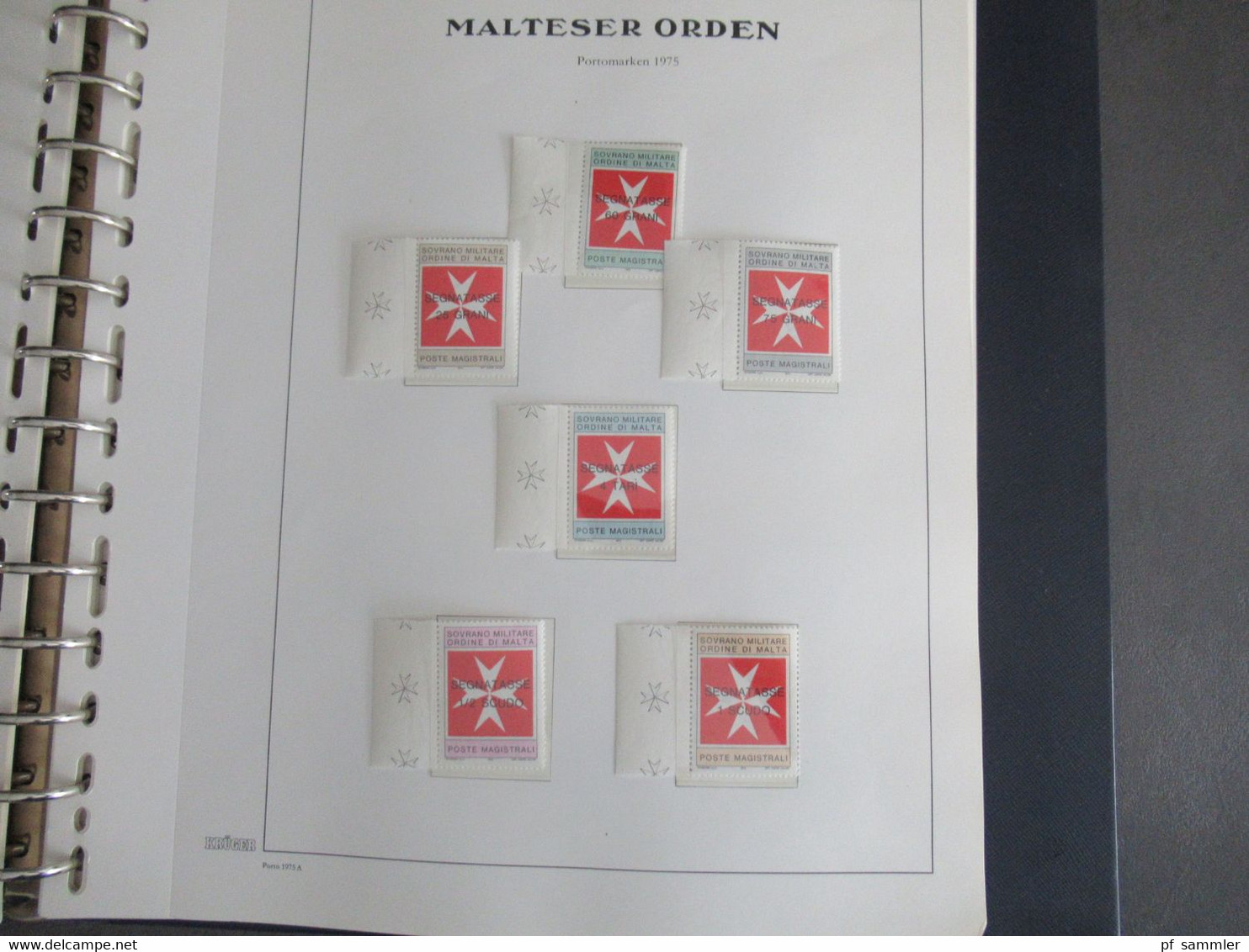 Sammlung Krüger VD Album Der Malteser Orden 1975 - 81 mit Portomarken doppelt geführt sauber ** und o. Viele Randstücke