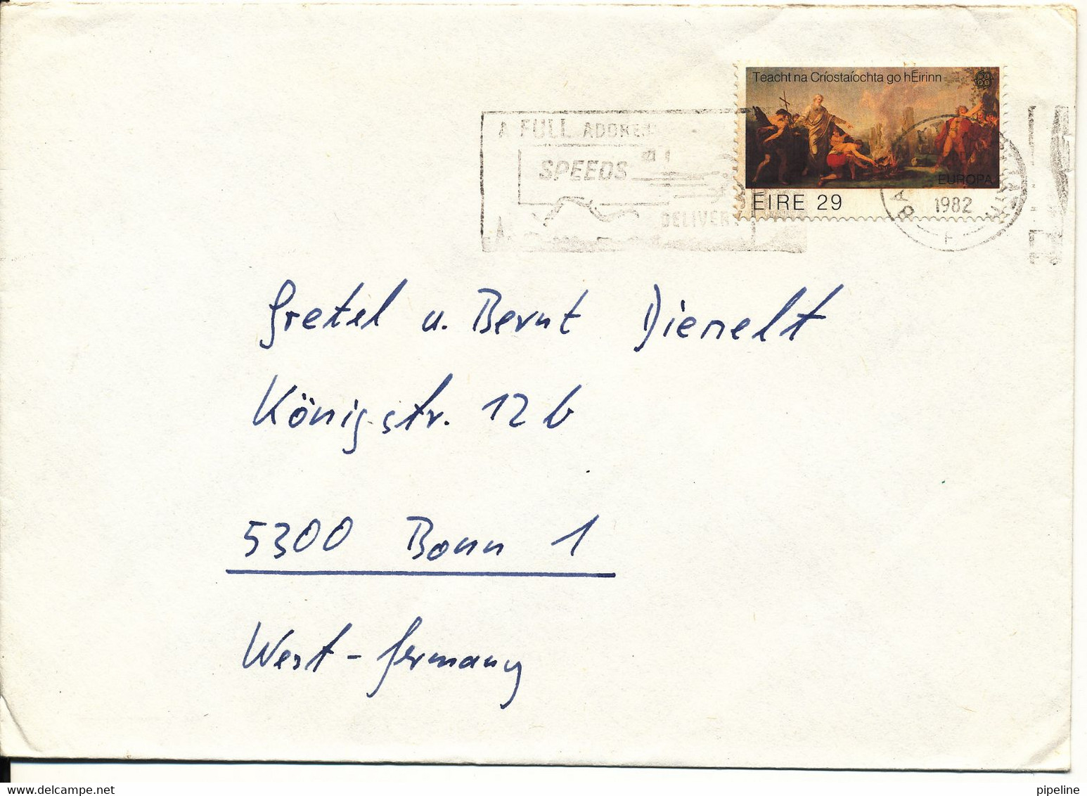 Ireland Cover Sent To Germany 7-9-1982 Single Stamped EUROPA CEPT - Briefe U. Dokumente
