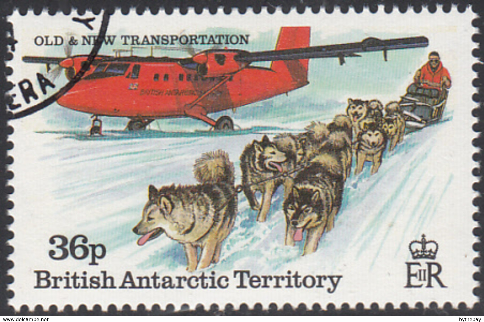 British Antarctic Territory 1994 Used Sc #221 36p Dogsled Team, DHC-6 Twin Otter - Used Stamps