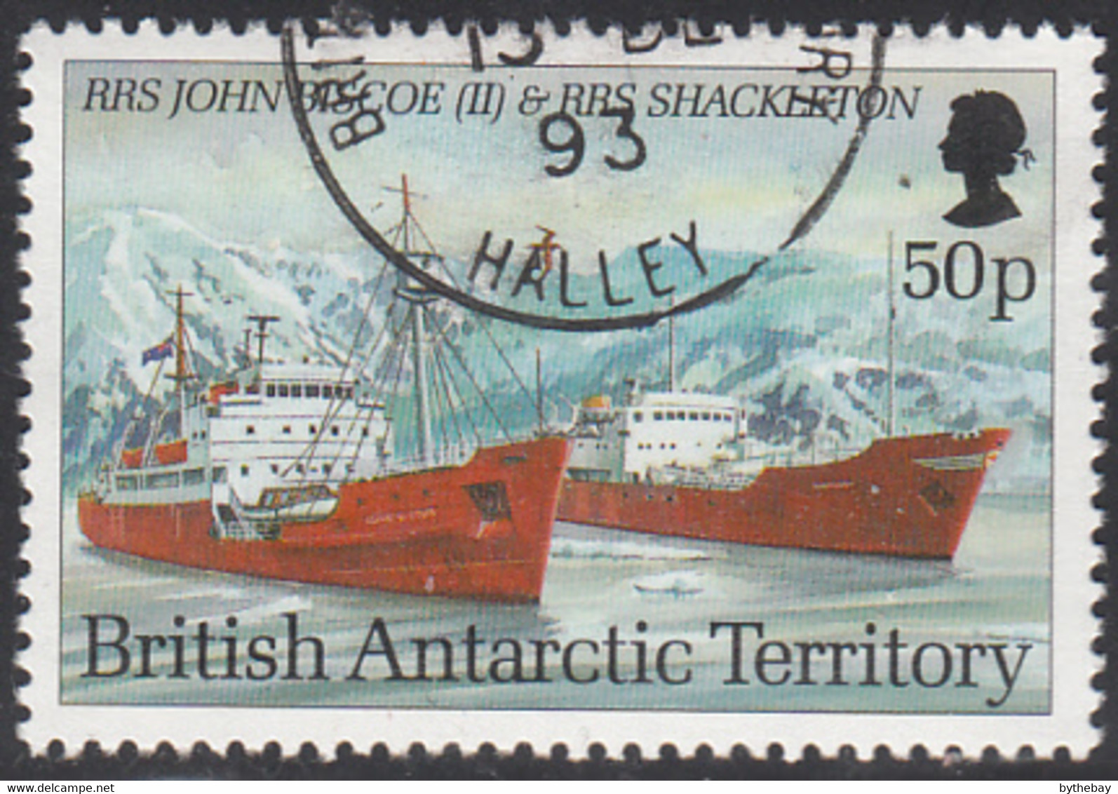 British Antarctic Territory 1993 Used Sc #210 50p RRS John Biscoe II, RRS Shackleton Research Ships - Gebraucht